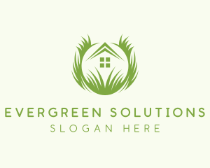 House Lawn Grass logo design