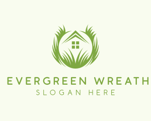 House Lawn Grass logo design