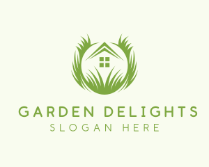 House Lawn Grass logo design