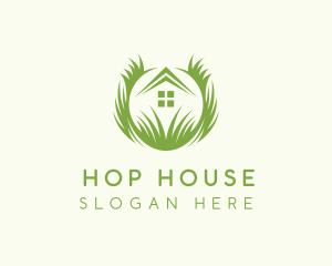 House Lawn Grass logo design