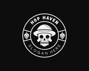 Skeleton Skull Hops logo design