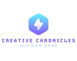 Hexagonal Thunder App logo design