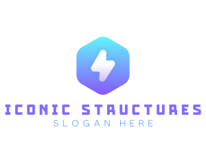 Hexagonal Thunder App logo design