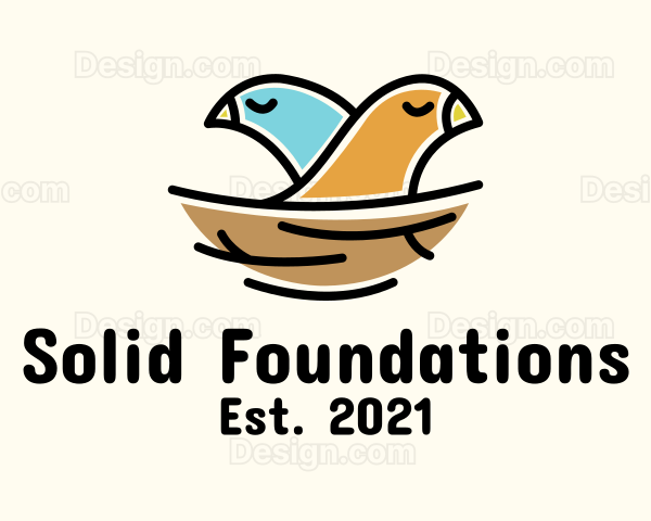 Bird Couple Nest Logo