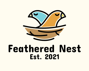 Bird Couple Nest logo design