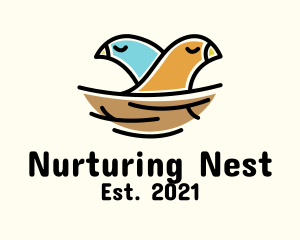 Bird Couple Nest logo design