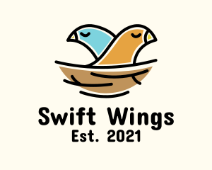 Bird Couple Nest logo