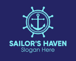 Ship Marine Helm Anchor logo design