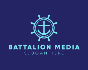 Ship Marine Helm Anchor logo design