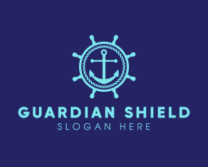 Ship Marine Helm Anchor logo design