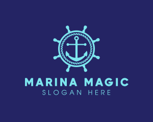 Ship Marine Helm Anchor logo design