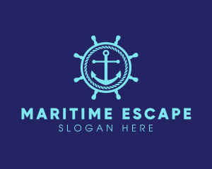 Ship Marine Helm Anchor logo design