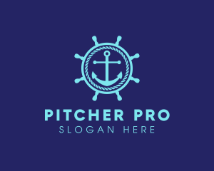 Ship Marine Helm Anchor logo design