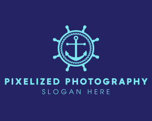 Ship Marine Helm Anchor logo design