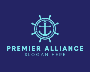 Ship Marine Helm Anchor logo design