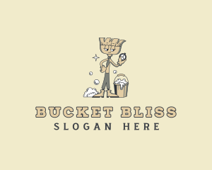 Bucket Broom Sanitation logo design