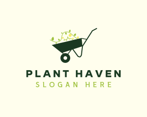 Lawn Care Plant Wheelbarrow logo design