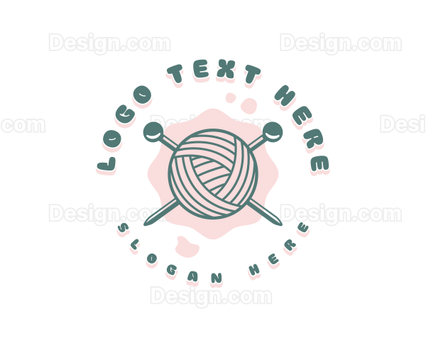 Cute Knitting Yarn Logo