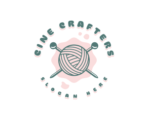 Cute Knitting Yarn logo design