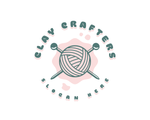 Cute Knitting Yarn logo design