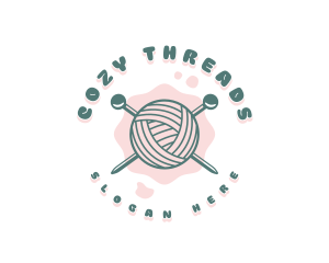 Cute Knitting Yarn logo design