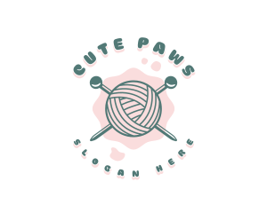 Cute Knitting Yarn logo design