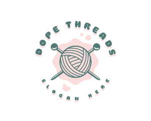 Cute Knitting Yarn logo design