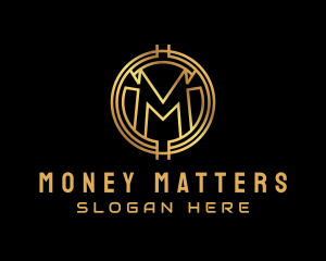 Money Coin Letter M logo design