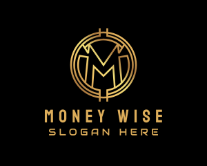 Money Coin Letter M logo design