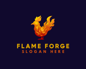 Fire Chicken Bird logo design