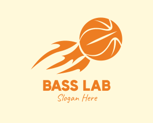 Orange Flaming Basketball logo design