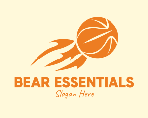 Orange Flaming Basketball logo design