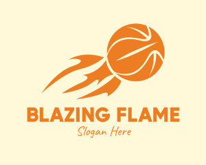 Orange Flaming Basketball logo design