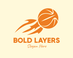 Orange Flaming Basketball logo design