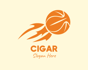 Orange Flaming Basketball logo design