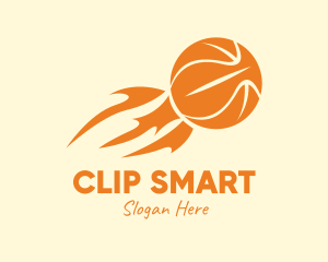 Orange Flaming Basketball logo design