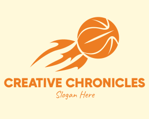 Orange Flaming Basketball logo design