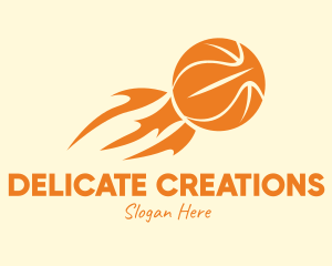 Orange Flaming Basketball logo design