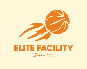 Orange Flaming Basketball logo design