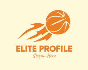 Orange Flaming Basketball logo design