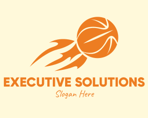 Orange Flaming Basketball logo design