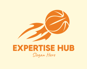 Orange Flaming Basketball logo design