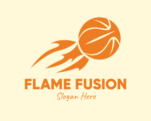Orange Flaming Basketball logo design