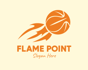 Orange Flaming Basketball logo design