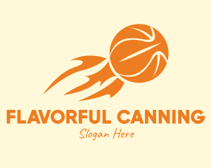 Orange Flaming Basketball logo design