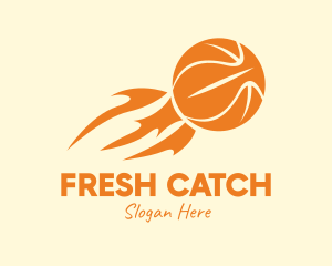 Orange Flaming Basketball logo design