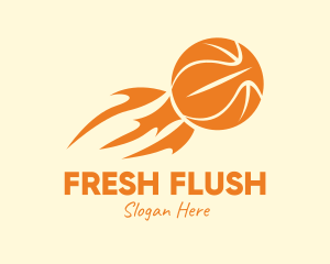 Orange Flaming Basketball logo design