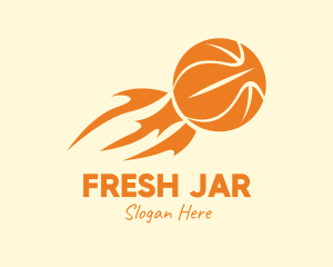 Orange Flaming Basketball logo design