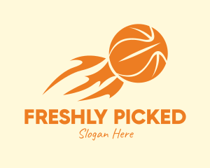 Orange Flaming Basketball logo design