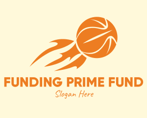 Orange Flaming Basketball logo design